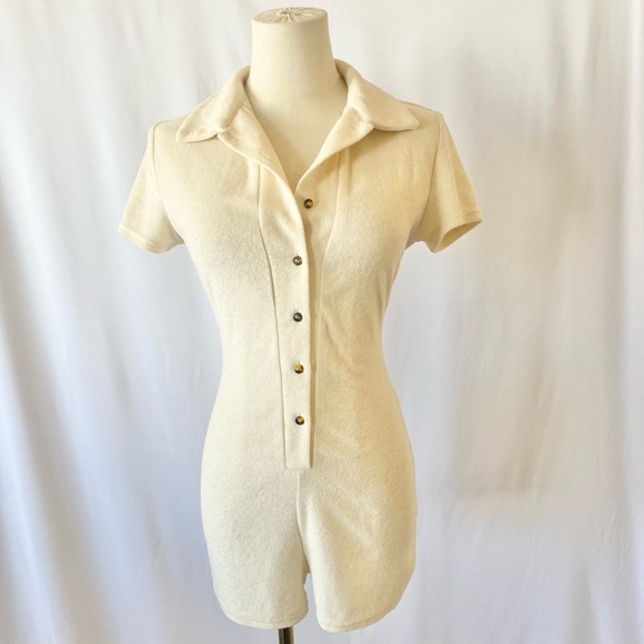 Vintage Pants - VINTAGE 1970'S TERRY CLOTH TENNIS ROMPER